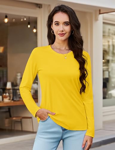 MAGCOMSEN Women's Long Sleeve Shirts Casual Crew Neck T-Shirt 2025 Basic Fall Tops Classic-fit Tee Breathable Cotton Top3