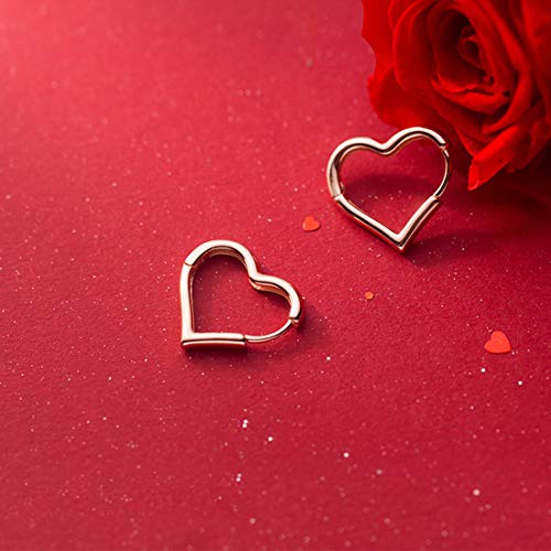 Sluynz 925 Sterling Silver 1.6Cm Heart Hoop Earrings For Women Teen Girls Sweet Love Heart Earrings Drop (B-Rose Gold) #TOP2