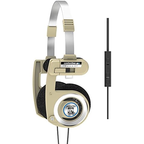 Koss Porta Pro Limited Edition On-Ear Headphones, in-Line Microphone, Volume Control and Touch Remote Control, Retro Style, Includes Hard Carry Case, Wired with 3.5mm Plug, Rhythm Beige Cover