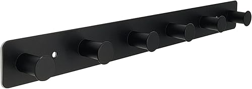 Perchero de pared montado, ganchos negros adhesivos y con tornillo, ganchos de puerta de acero inoxidable para colgar sombreros, toallas y ropa