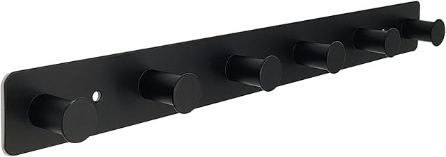 SYPEN Door Hooks, Black Coat Hooks Screw in & Stick on, Self Adhesive Door Hangers for Bedroom, Hook for Towel Hat Clothes in Bathroom