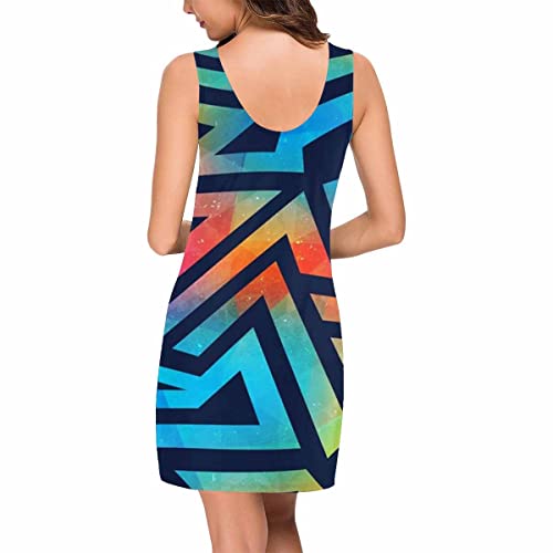 Interestprint Abstract Geometric Grunge Pattern Party Short Dresses, Women Beachwear For Beach Vacations Xs #TOP1