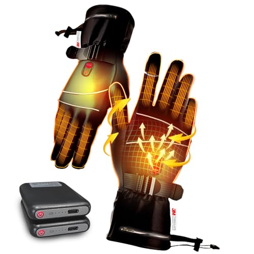 Benicci 電熱グローブ ヒーター手袋 12000mahバッテリー付き 65℃発熱 バイク用 電熱手袋 撥水防寒 防風 滑り止め 3段階温度調節対応 PSE認証済 冬通勤 厚手 向け 登山 自転車 釣り雪かき 除雪 通学 狩猟 乗馬作業 男女兼用 [並行輸入品]の画像