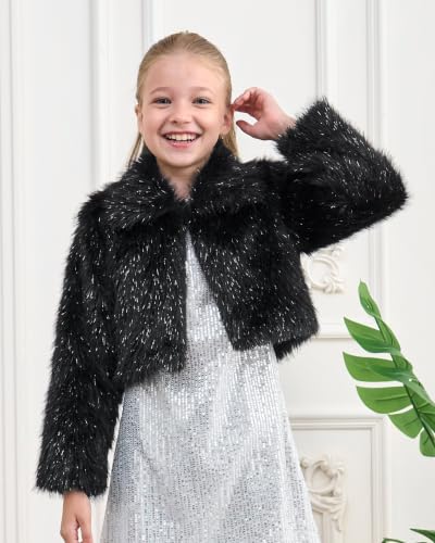 Image of BOLEROSE Girls Collared Faux Fur Bolero Jacket