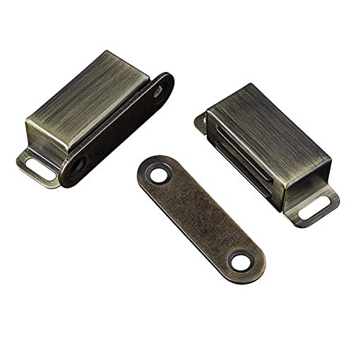 Cabinet Door Catch with Strong Magnetic, 1.2mm Thickness Furniture Latch 10 lbs, Bronze (Pack of 2)