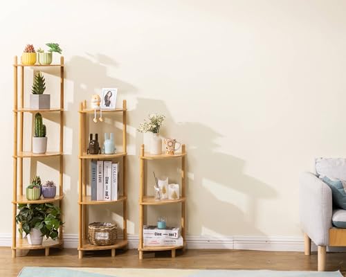 5‑Tier Expandable Bamboo Corner Shelf, Display Storage Stand,Natural by WooFawn - Used condition - Image 4
