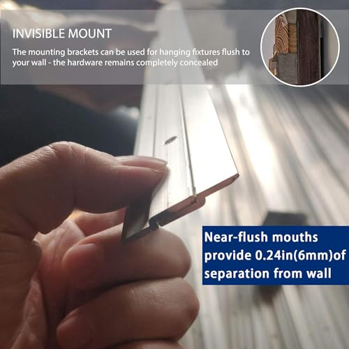 Image of French Cleat Heavy Duty, Aluminum French Cleat, Headboard Wall Mounting Brackets with Screws, Heavy Mirror Mounting Hardware (30 Inch-2 Pairs, Support 200 lbs)