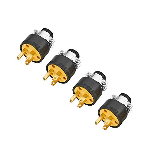 Variety Savings 15 Amp, 125 Volt Extension Cord Repair Ends, Heavy-Duty Tool/Appliance, Type B, Yellow/Black, 3-Pole, 2-Wire, Grounding, Triple-Drive Screws
