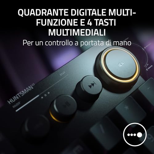 Huntsman V2 (Interruttore Viola) - Tastiera da Gioco Ottica con Bassa Latenza (Interruttori Ottici a Scatto, Copri Tasti Doubleshot PBT, Poggiapolsi Ergonomico) Layout USA | Nero - Tastiera gaming - Immagine 4