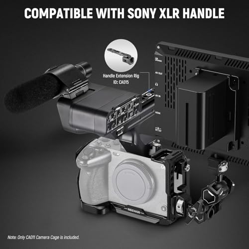 Image of NEEWER FX3 /FX30 Cage Camera Cage with HDMI Cable Clamp, NATO Rail, 3 /8 Inch ARRI Positioning Holes, 1 /4 Inch Thread Compatible with Sony FX3 FX30 Original XLR Handle, Compatible with DJI RS2 RS3