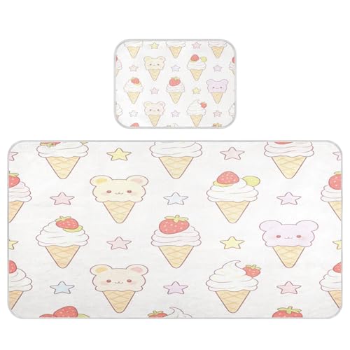 Colchones refrescantes para bebé de 28 x 52 pulgadas, lavables y lindas almohadillas para orejas de helado de verano para bebés y niños pequeños