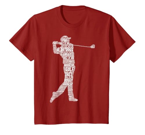 Golf Golfer Golf Player Men Children Boys T-Shirt, Youth, Cranberry Red, Large
