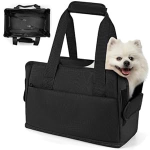 Tragetasche für kleine Hunde Kaninchen Katze Transporttasche Katze Reisetasche Faltbar Hundetasche für Kleine Hunde 6KG Höhenverstellbar Kofferraum Oxford Wasserdicht Hundetragetasche 40 * 26 * 20CM