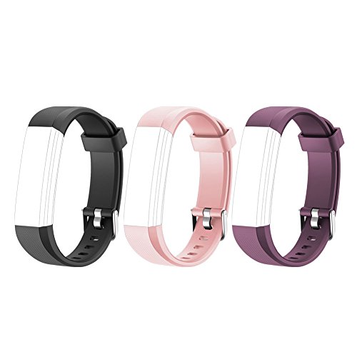 LETSCOM Replacement Bands for Fitness Tracker ID115U or ID115UHR, 5 Pack (Black, Blue, Pink, Purple, Green)