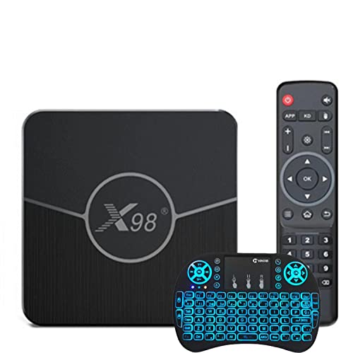 LIROM Android 11.0 TV Box, Smart Box Amlogic S905X2 64-bit Quad Core Cortex-A55 CPU, 4K UHD Bluetooth 4.1 2.4G/5G WiFi Stream Media Box con Mini Teclado Inalámbrico,4gb+32gb