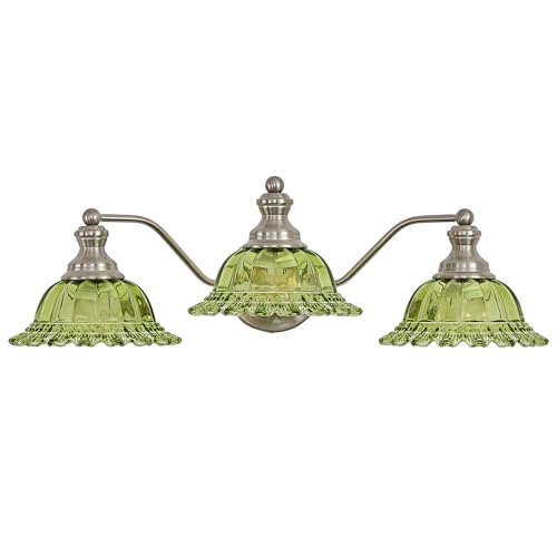 Image of XIEDUN Brushed Nickel Green 3 Light Vanity Light Bathroom Light