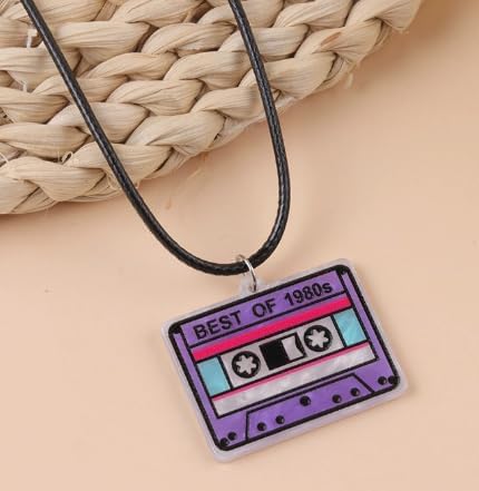 XAM Retro Glitter Cassette Tape Acrylic Pendant Necklace - Colorful 80s Inspired Fashion Jewelry for Party & Daily Wear image 2