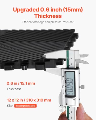 image for VEVOR Interlocking Drainage Mat, 12” x 12” Modular Interlocking Cu