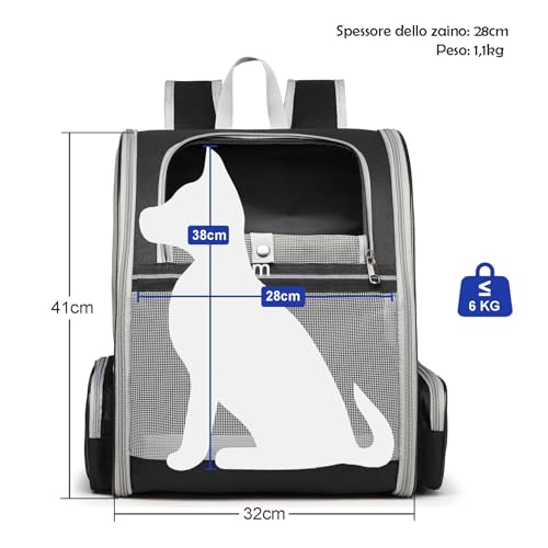 Mochila para perros y gatos gris con caja de transporte transpirable para pasear 4