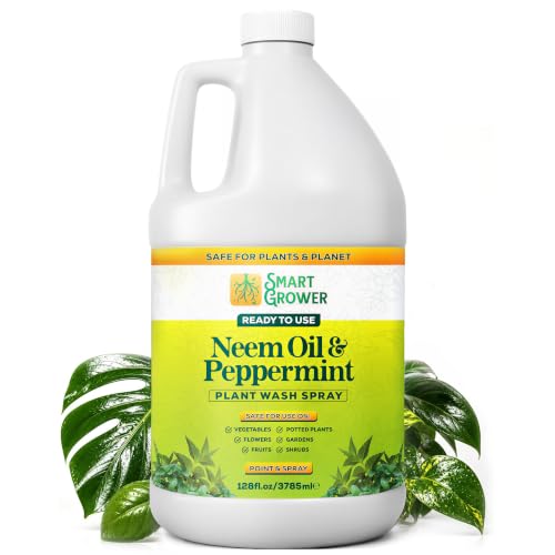 Neem Oil Spray for Plants with Peppermint Oil Natural Plant Wash Made for Indoor and Outdoor Plants Smart Grower 128oz Gallon Refill Ready to Use Spray