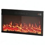 IDEALHOUSE 36' Electric Fireplace with Remote, Fireplace Insert for 67' TV Stand Fits TVs Up to 75', Overheating Protection, 8H Timer, Digital Display