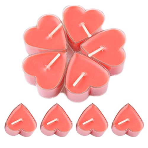 Zuasdvnk Velas de té con forma de corazón | Vela de té sin...
