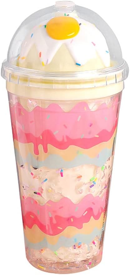 Lashxlサマーアイスカップ2層コールドストレージカップアイスストレージコンテナクリエイティブクラッシュアイスカップ子供用ウォーターコンテナアイスカップイエロー 予約販売品