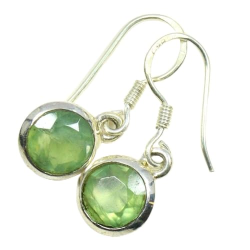 Boucles d'oreilles prehnite verte en argent 925, un cadeau pour femme unique