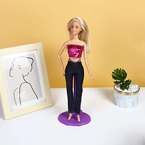 SOTOGO 25 Pieces Doll Stands Display Holders Doll Mini Display Stand Doll Support Frame Toy Doll Accessories Prop up 11 to 13 Inch Dolls and Action Figures, Purple