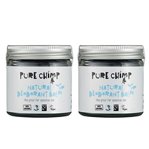 Bálsamo Desodorante Natural 60 ml de PureChimp - Cristal Reciclable  Carbón Activado - Vegano  Libre de Alcohol y Aceite de Palma Para Piel Sensible (2 x 60ml)