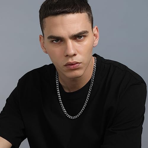 9Mm Miami Mens Chain Mens Curb Cuban Link Stainless Steel Necklace Men's Silver #TOP1