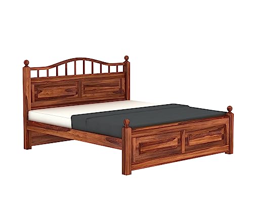 Image of King Size Cot Without Storage - Solid Wood King Bed - Stylish Bedroom Furniture (King, Honey Finish)