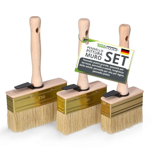 🎨 Perfetta per pittura murale e lavori decorativi 🏠 – Questo set di pennelli è ideale per muratore, artigiani e amanti del fai da te. Funziona con vernici idrosolubili, acriliche, colla o per il rullo. Strumento economico e indispensabile per ogni lavoro di pittura o restauro.