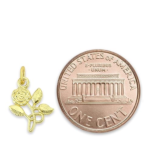 Solid Gold Rose Microcharm in 10k or 14k, Dainty Cute Flower Charm Symbol with Clasp4