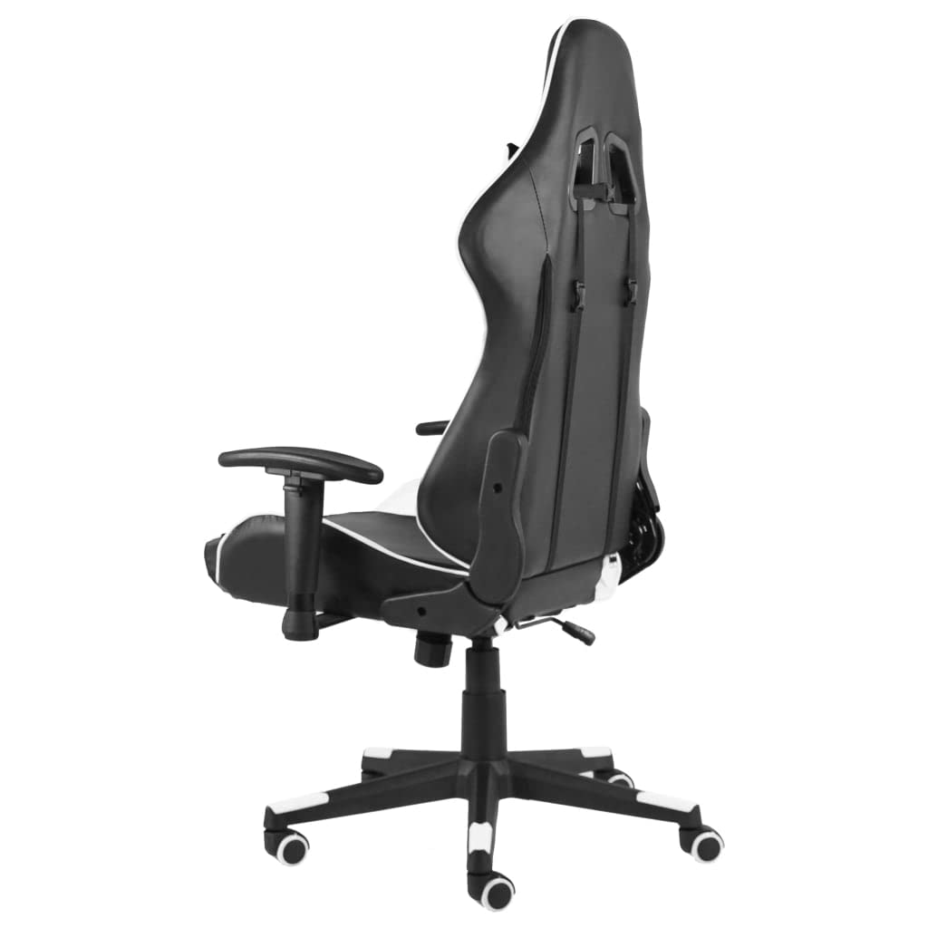 Sedia Gaming Girevole Bianca e Nero, PVC