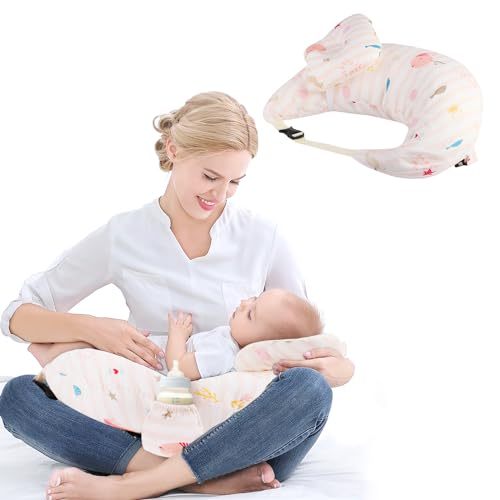 Breastfeeding Nursing Pillow, 2PCS Multifunctional Breastfeeding Pillow with Adjustable Waist Belt and Removable Small Pillow, 100% Cotton Removable Cover, Pregnancy Gift for Mom Baby (2PCS-PINK)