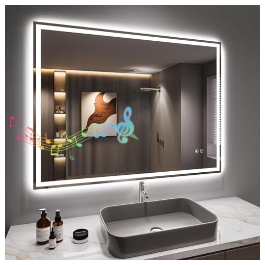 Dripex Badspiegel mit Beleuchtung Led Spiegel mit Bluetooth-Lautsprecher und Steckdose, Dimmbar, 3 Lichtfarbe Einstellbare Badezimmerspiegel mit Beleuchtung, Beschlagfrei 60 x 80 cm