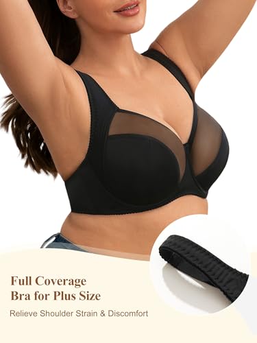 Minimizer Bra for Women, Full Coverage Bras with Underwire, Plus Size Mesh Bralettes for Large Breasts4