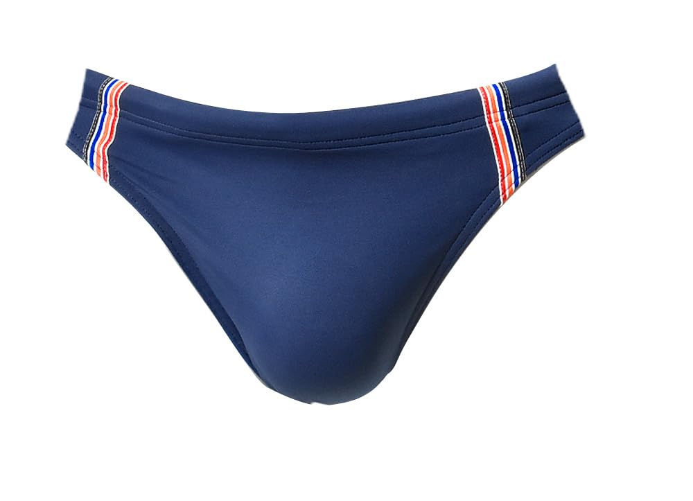 HOM Micro Nautical Cup Swim Brief, Navy Striped Ribbon, S