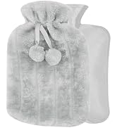 Lishang Wärmflasche Mit Bezug 2L Wärmeflasche Groß Plüsch Wärmflasche Gummi Auslaufsicher Flausch...