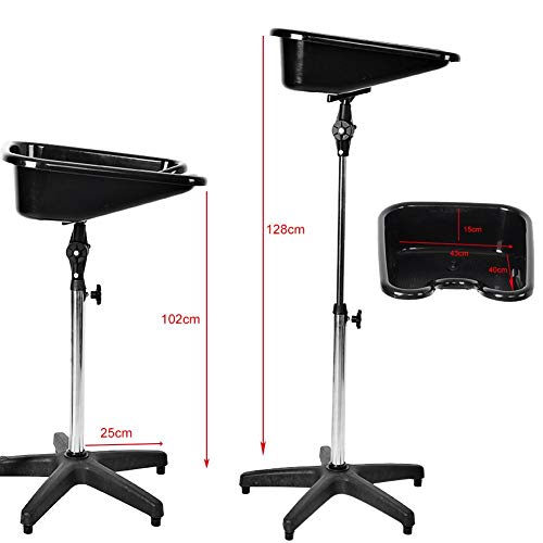 Foto von Schwarz Friseur Waschbecken, Höhe und Winkel einstellbar Rückwärtswaschbecken Friseur Becken, PP und Edelstahl Salon Waschbecken, 40 x 47 x 84 cm