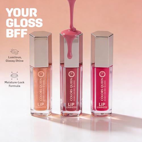 Image of Colors Queen Lip Luminizer Gloss | Non-Sticky & High Shine Glossy Finish | Gives Fuller Lip Effect & Extra Hydration | Long Lasting Lip Gloss for Women Enriched with Shea Butter (Rose Gold, 9ml)