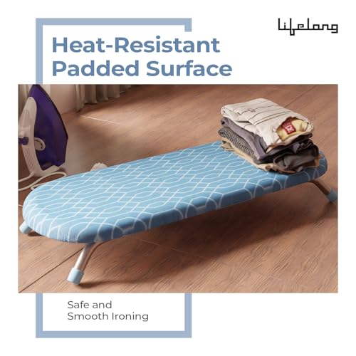 Image of Lifelong Table Top Ironing Board | Compact & Foldable Ironing Stand with Heat-Resistant Cover | Portable Mini Ironing Table for Small Spaces, Dorms, and Laundry Rooms