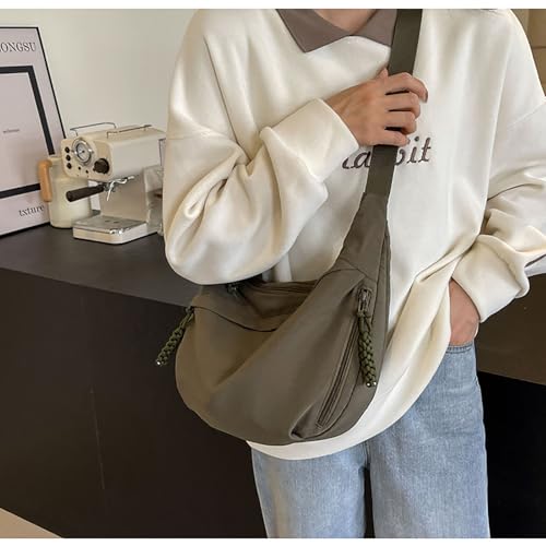 Image of Crescent Shoulder Bag Nylon Crossbody Bag for Women Nylon Hobo Bags Slouchy Sling Purse Dumpling Bags