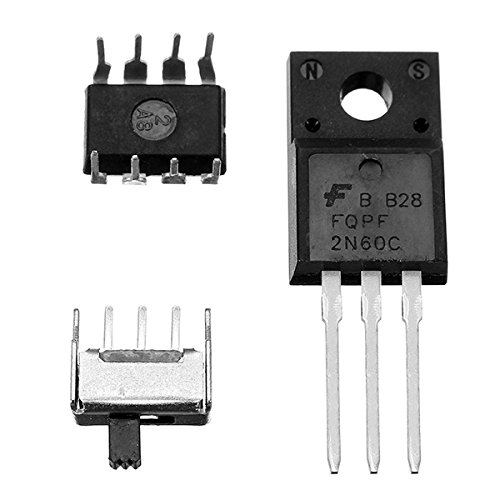 Close-up view of the integrated circuit (IC) and MOSFET components.