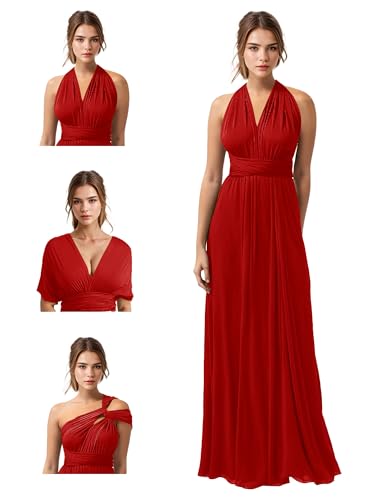 Image of JAEDEN Bridesmaid Dresses Multiway Convertible - Long Bridesmaid Dresses Chiffon Pleat 2026