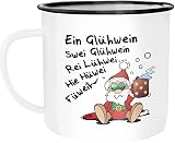 Emaille Tasse mit lustigem Weihnachtsmotiv der Marke Moonworks - das perfekte Geschenk für Kaffeeliebhaber, Outdoorfans, Camper, Retrofans oder als modernes Trend-Geschenk! Darüber freut sich Jung und Alt, Mann und Frau.