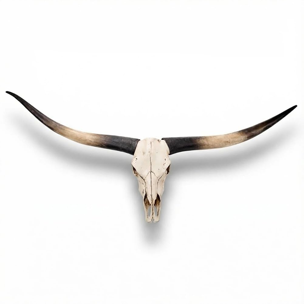 Rygcrud Lunghezza 178cm Decorazione Da Parete Realistica In Stile Retrò Teschio Con Corna Di Toro Da Appendere Ideale Per Il Camino Soggiorno Esterni Facile Da Montare(nero)