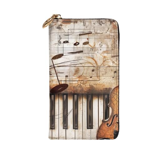 Piano Violin Music Notes Printed Long Wallet for Women Men Cute PU Leather Wallet with Coin Purse and Credit Card Holder2