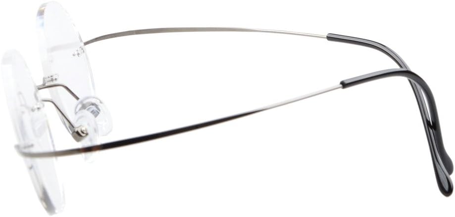 Eyekepper Titanium Rimless Round Eyeglasses 43mm Circle Optical Frame Gunmetal